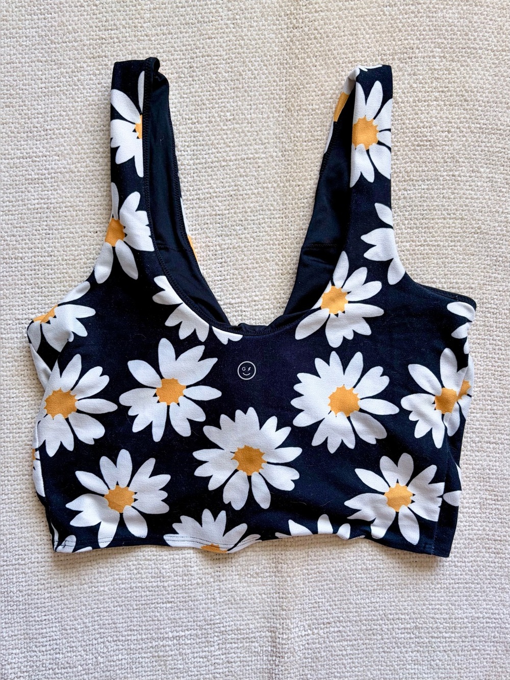 Daisy Crop Top Sports Bra + Bike Shorts Matching Set — Small Top / XS Bottom - Picture 4 of 14
